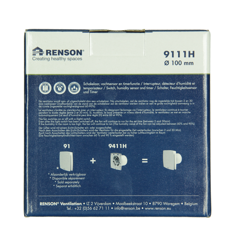 Afbeelding laden in galerijviewer, Renson 1069252 - mech.ventil. timer vochtsensor9411h (dia 100) | 2 stuks