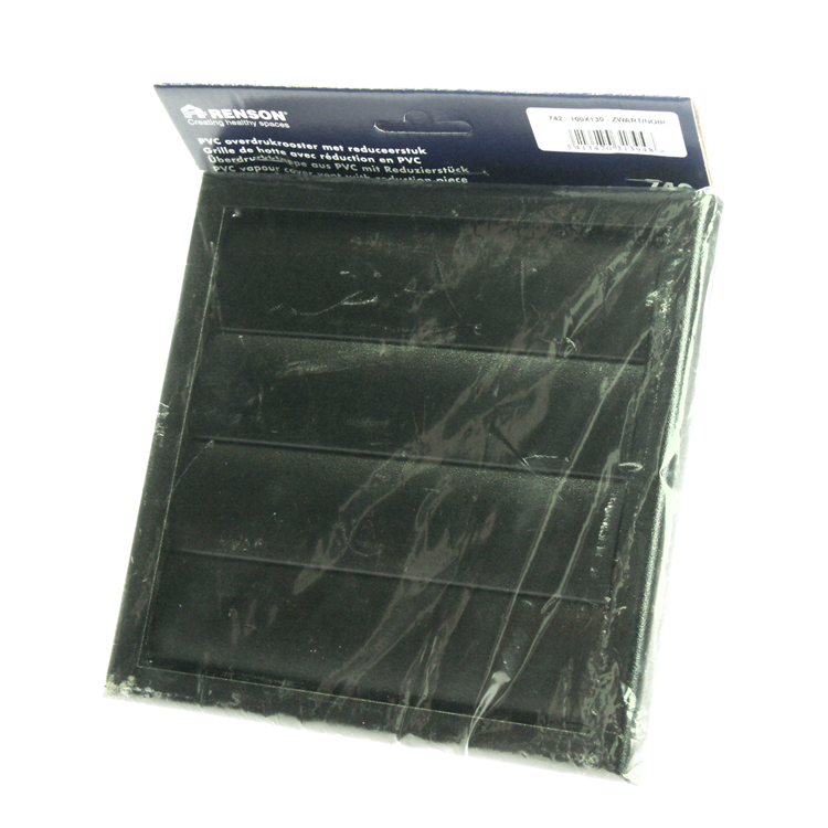Load image into Gallery viewer, Renson 1069268 - dampkaprooster 4 klep pvc 742 (100-130) str 9005 (zwart) | 2 stuks