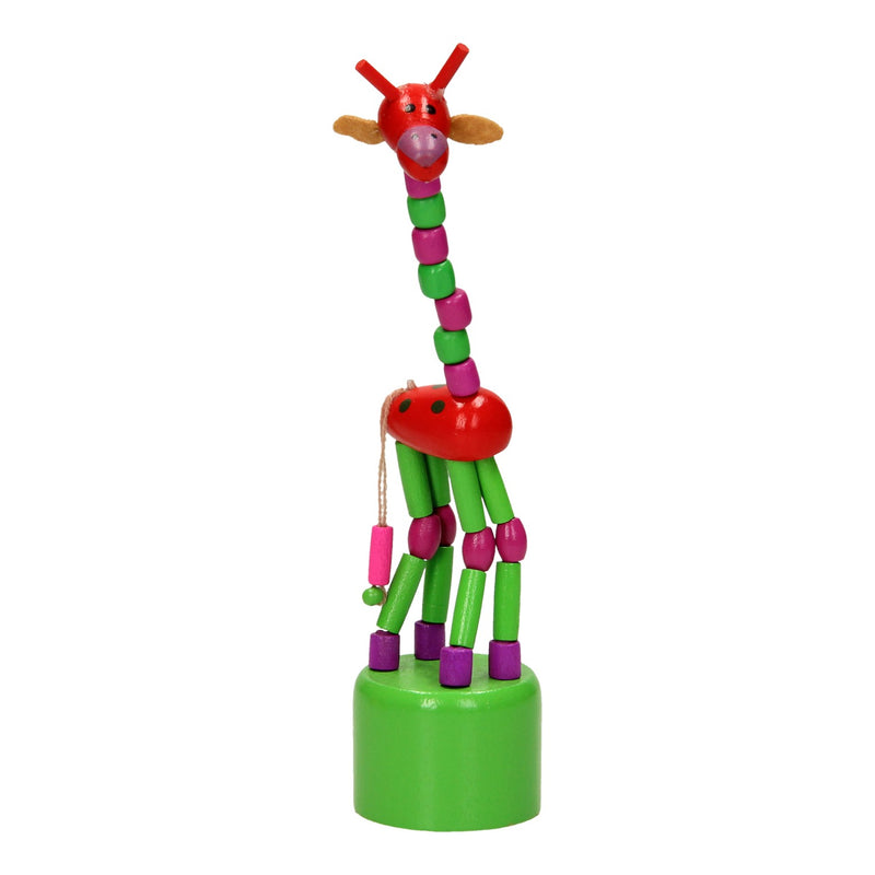Load image into Gallery viewer, Playwood houten drukpop giraffe gekleurd
