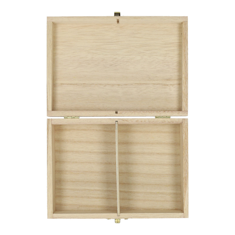 Load image into Gallery viewer, Playwood houten opbergkist kaartenkist met klepdeksel en 2 vakken.