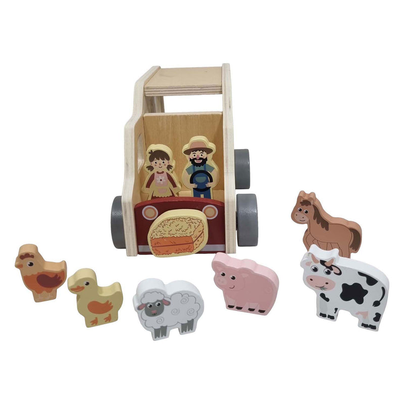 Load image into Gallery viewer, Playwood houten vormenauto boerderijdieren speelgoed educatief.