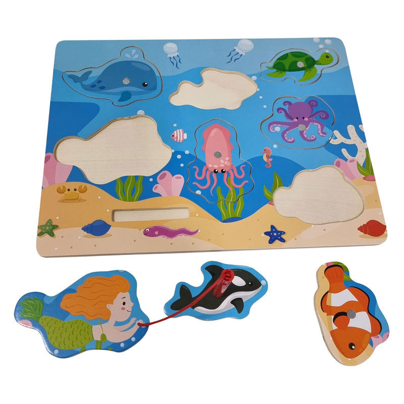 Afbeelding laden in galerijviewer, Playwood houten legpuzzel en visspel - 7st.