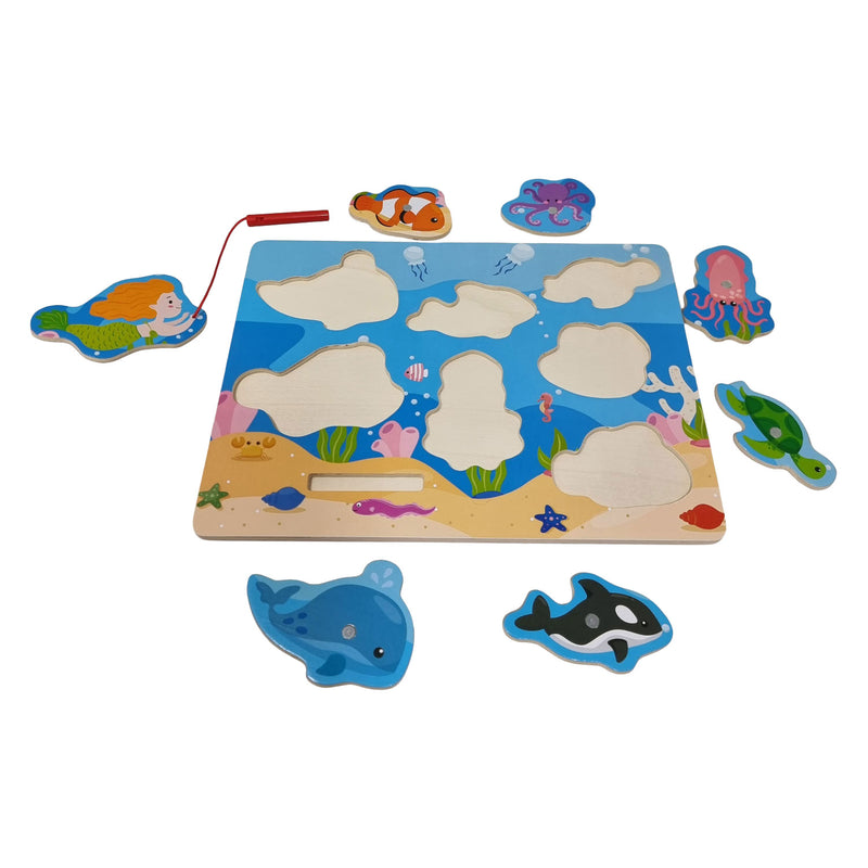 Afbeelding laden in galerijviewer, Playwood houten legpuzzel en visspel - 7st.