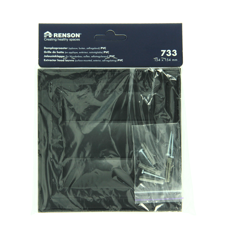 Load image into Gallery viewer, Renson 1069265 - opbouw dampkaprooster pvc 733 (154x154) str 9005 (zwart) | 2 stuks