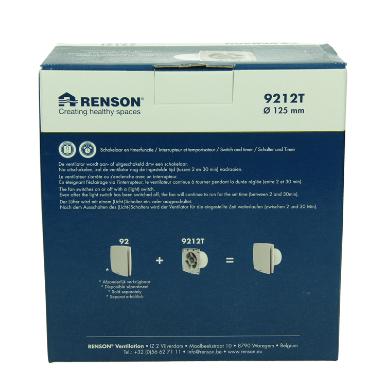 Load image into Gallery viewer, Renson 1069254 - mech. ventilator met timer 9212t (dia 125) | 2 stuks