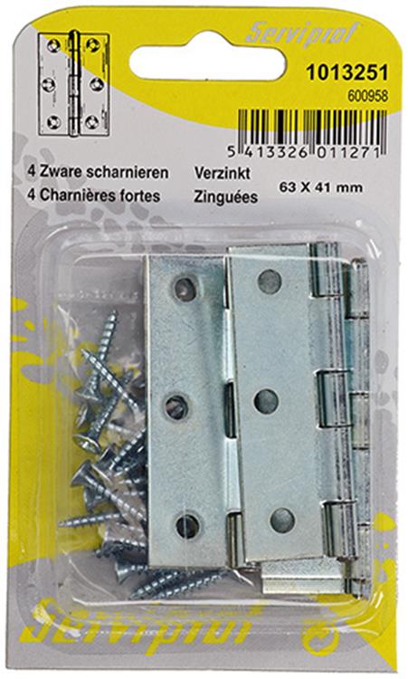Load image into Gallery viewer, Mack 1013251 - 4 zware scharnieren verzinkt h 63 x b 41 mm | 5 stuks