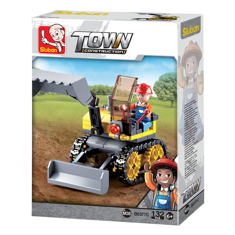 Load image into Gallery viewer, Sluban town graafmachine mini excavator bouwspeelgoed kinderen vanaf 6 jaar – constructiespeelgoed modelbouw – bouwdoos met 132 bouwstenen – m38-b0377c