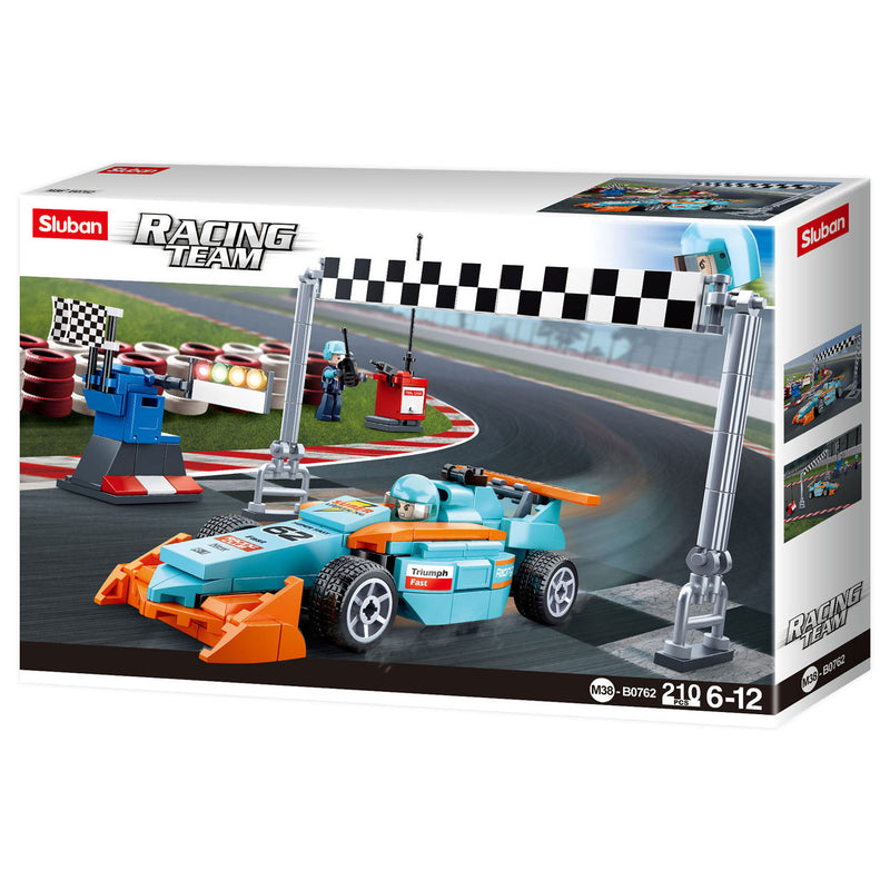 Load image into Gallery viewer, Sluban racing team klein circuit bouwspeelgoed kinderen vanaf 6 jaar – constructiespeelgoed bouwdoos met 210 bouwstenen – m38-b0762