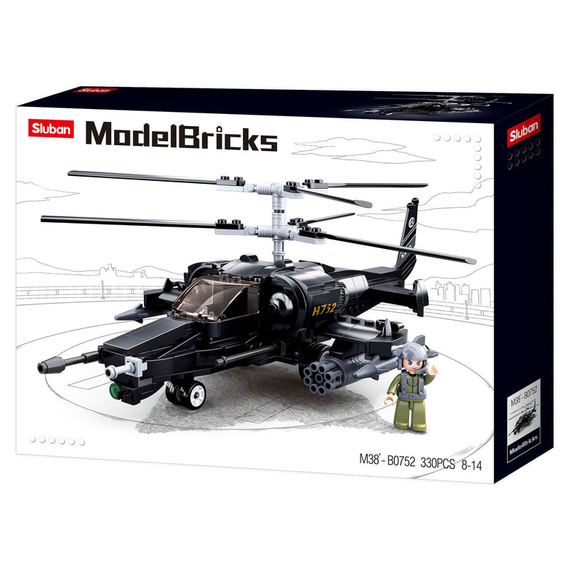 Load image into Gallery viewer, Sluban modelbricks gevechtshelikopter bouwspeelgoed – constructiespeelgoed – bouwset met 330 bouwstenen – m38-b0752 – vanaf 8 jaar