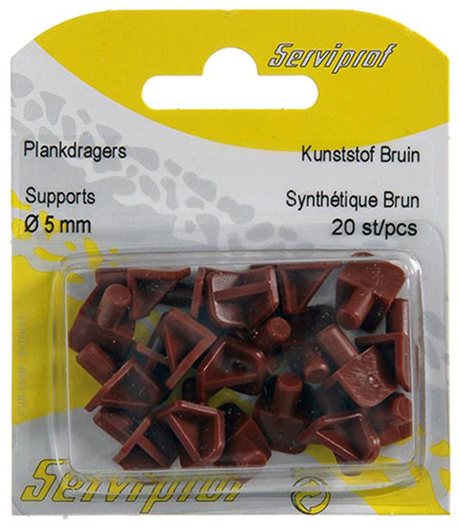 Afbeelding laden in galerijviewer, Mack 1015840 - 20 plankdragers kunststof bruin ø 5 mm | 5 stuks