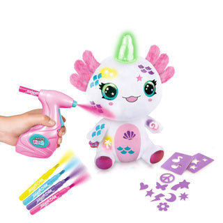 Afbeelding laden in galerijviewer, Airbrush pluche axolotlcorn oplichtend | 4 stuks