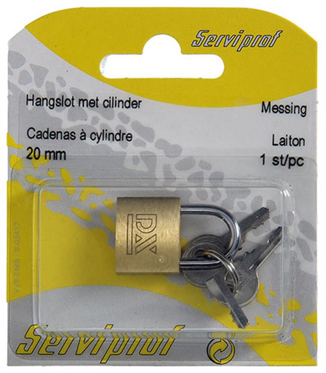 Load image into Gallery viewer, Mack 1014071 - hangslot met cilinder messing 20 mm | 10 stuks