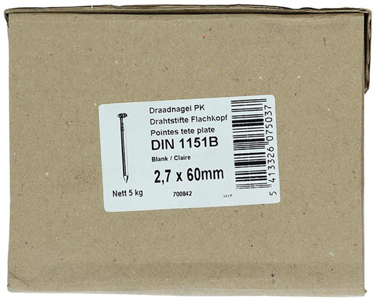 Afbeelding laden in galerijviewer, 1015642 - doos 5 kg. nagels platte kop 2,7x60 mm | 2 stuks