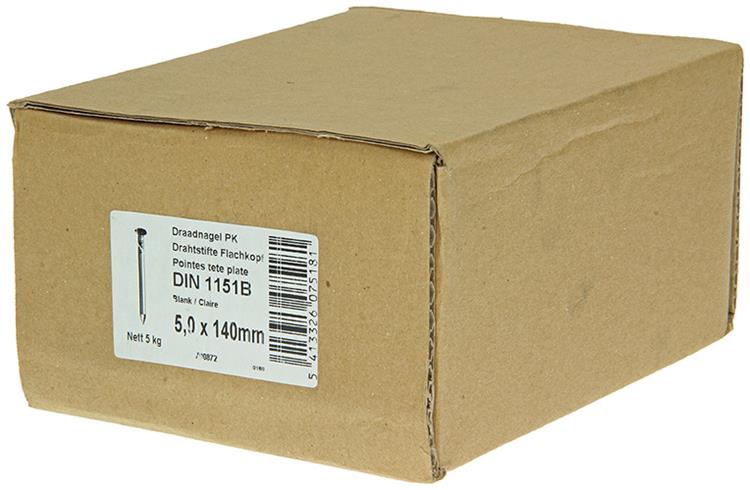 Afbeelding laden in galerijviewer, 1015656 - doos 5 kg. nagels platte kop 5,0x140 mm | 2 stuks