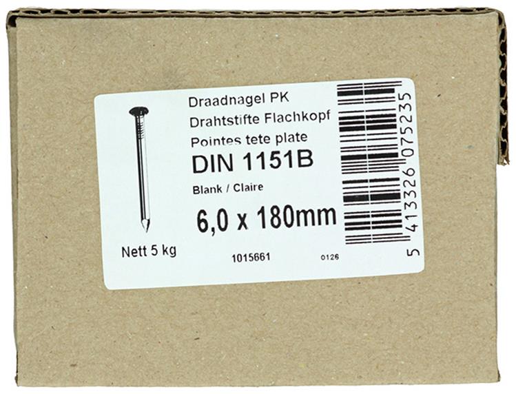Afbeelding laden in galerijviewer, 1015661 - doos 5 kg. nagels platte kop 6,0x180 mm | 2 stuks
