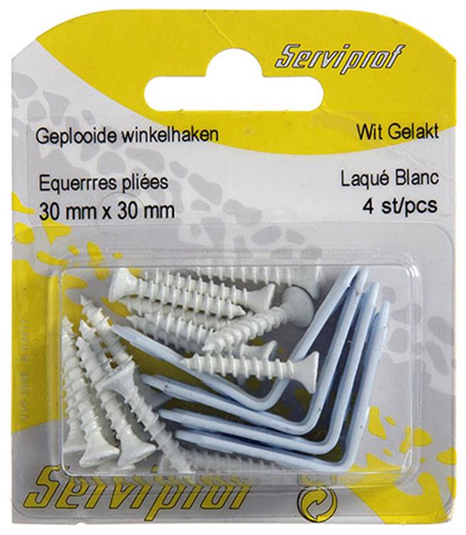 Load image into Gallery viewer, Mack 1013793 - 4 geplooide winkelhaken wit gelakt 30x30mm | 10 stuks