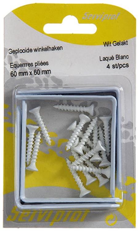 Load image into Gallery viewer, Mack 1013795 - 4 geplooide winkelhaken wit gelakt 60x60mm | 10 stuks