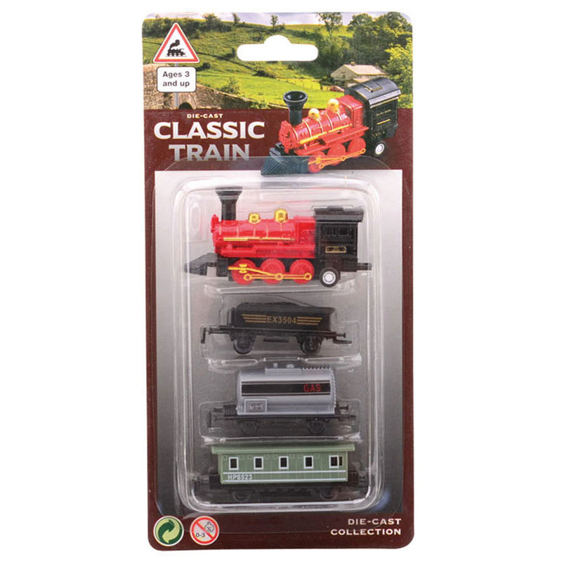 Load image into Gallery viewer, Johntoy diecast locomotief met drie wagons. 3+