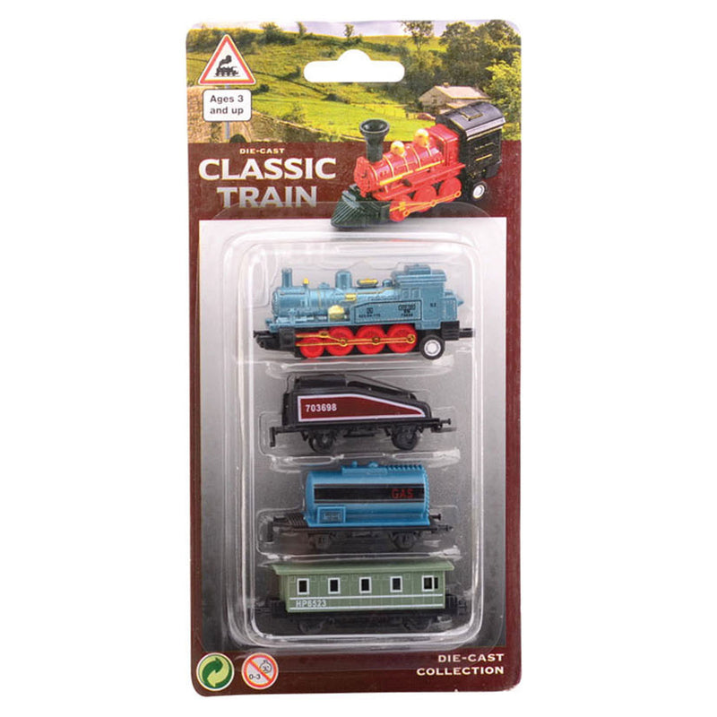Load image into Gallery viewer, Johntoy diecast locomotief met drie wagons. 3+