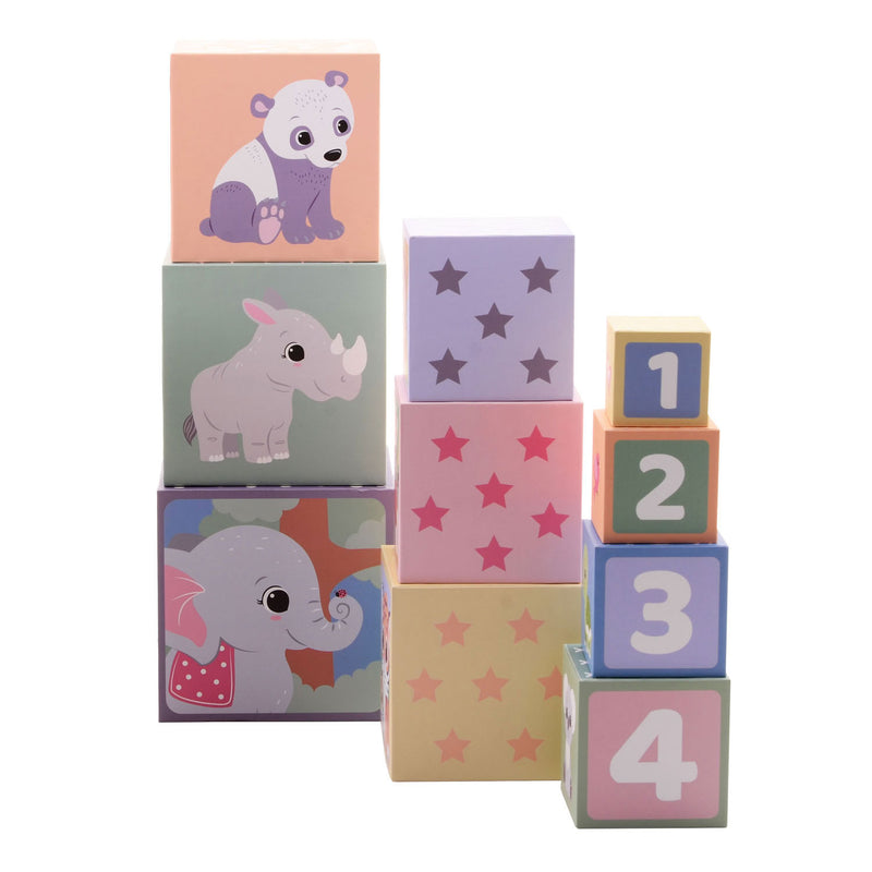 Load image into Gallery viewer, Joueco Stapelblokken Wilde Dieren, 10dlg.