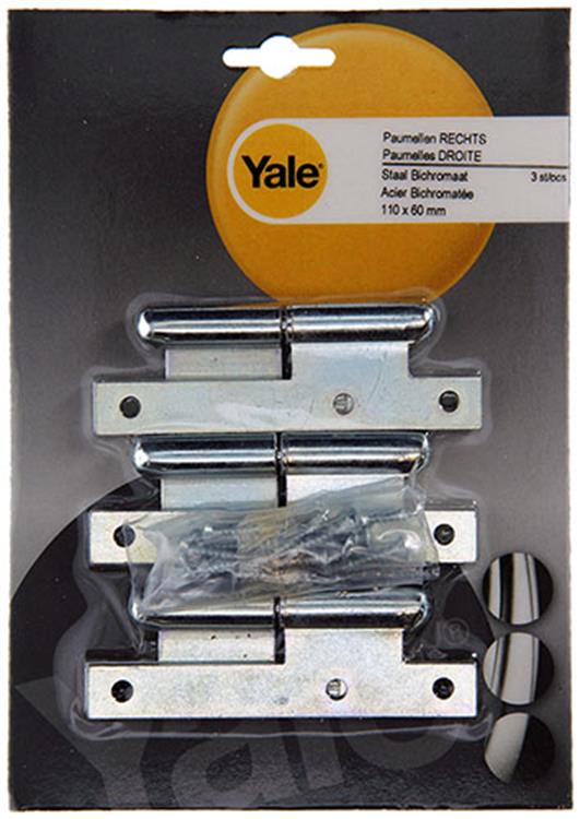 Load image into Gallery viewer, Yale 1019136 - 3 stalen paumellen verzinkt rechts 110x60mm | 5 stuks