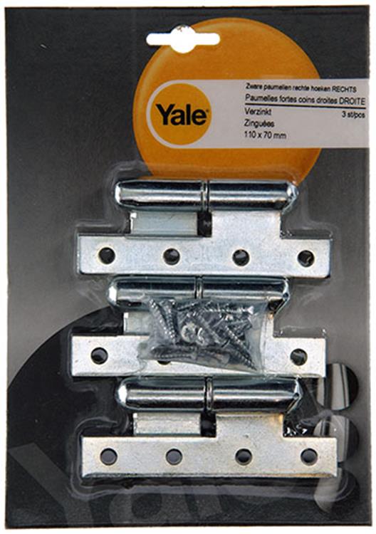 Load image into Gallery viewer, Yale 1019143 - 3 zware paumell.verz.rechte hoek rechts 110x70mm | 5 stuks