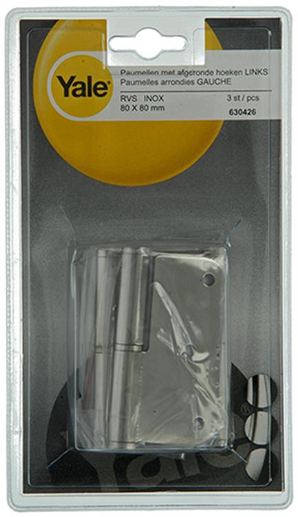 Load image into Gallery viewer, Yale 1019161 - 3 paumellen inox, afger.hoekenlinks 80x80mm | 5 stuks