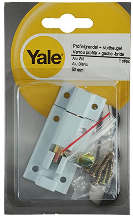 Load image into Gallery viewer, Yale 1019184 - profielgrendel met sluitbeugel, wit 50mm | 5 stuks