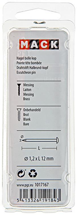 Load image into Gallery viewer, Mack 1017167 - nagel bolle kop messing 20 gr 1,2 x 12 mm | 10 stuks