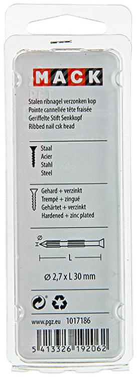 Load image into Gallery viewer, Mack 1017186 - stalen ribnagel vk st.gehard + verz.20 st 2,7 x 30 mm | 10 stuks
