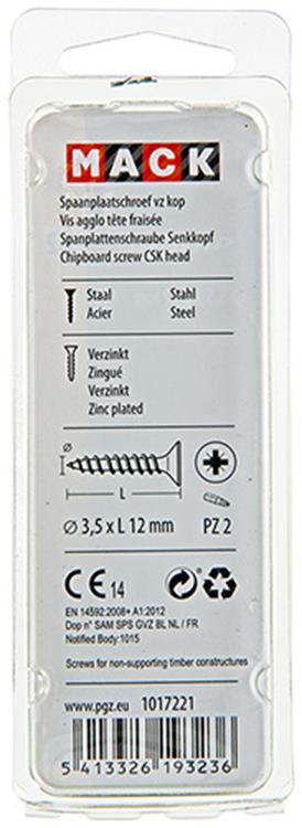 Load image into Gallery viewer, Mack 1017221 - spaanplaatschroef vz kop geelverz.45 st 3,5 x 12 mm | 10 stuks