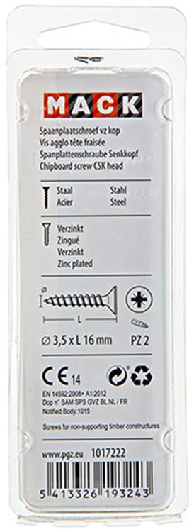 Afbeelding laden in galerijviewer, Mack 1017222 - spaanplaatschroef vz kop geelverz.40 st 3,5 x 16 mm | 10 stuks
