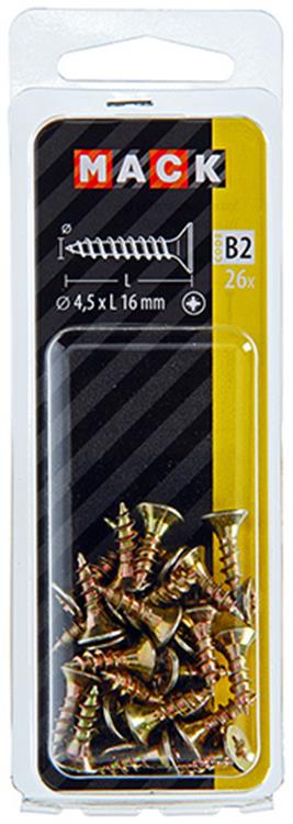 Afbeelding laden in galerijviewer, Mack 1017240 - spaanplaatschroef vz kop geelverz.26 st 4,5 x 16 mm | 10 stuks