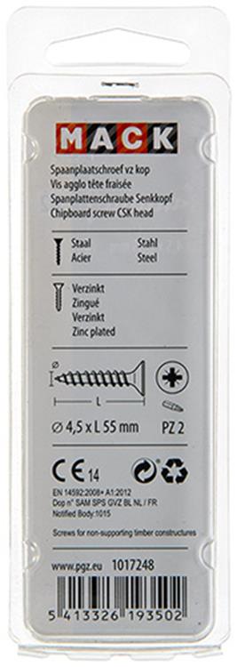 Afbeelding laden in galerijviewer, Mack 1017248 - spaanplaatschroef vz kop geelverz.11 st 4,5 x 55 mm | 10 stuks