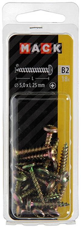 Afbeelding laden in galerijviewer, Mack 1017278 - spaanplaatschroef cylkop geelverz.18 st 5,0 x 25 mm | 10 stuks