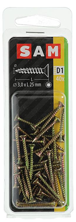 Afbeelding laden in galerijviewer, Mack 1017283 - spaanplschr.vzkop-zelfb. geelverz. 40 st 3,0 x 25 mm | 10 stuks