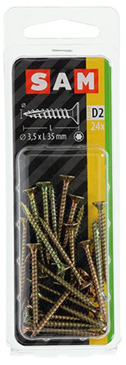 Afbeelding laden in galerijviewer, Mack 1017289 - spaanplschr.vzkop-zelfb. geelverz .24 st 3,5 x 35 mm | 10 stuks