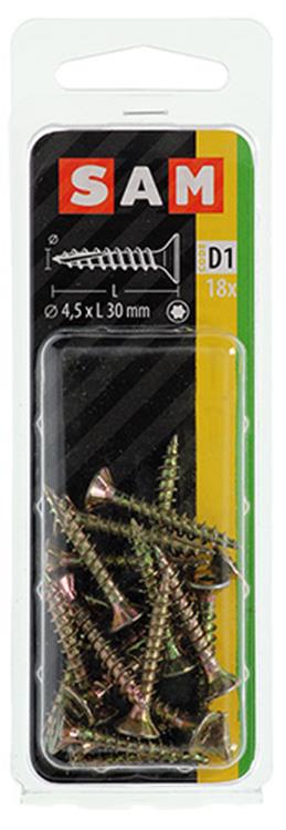 Afbeelding laden in galerijviewer, Mack 1017303 - spaanplschr.vzkop-zelfb. geelverz.18 st 4,5 x 30 mm | 10 stuks