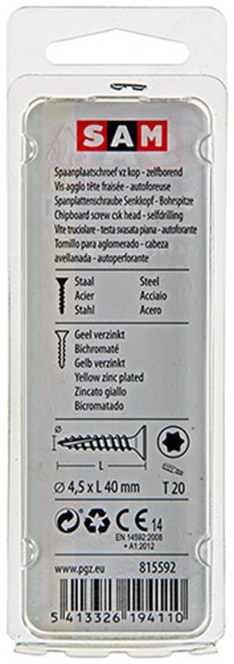 Afbeelding laden in galerijviewer, Mack 1017305 - spaanplschr.vzkop-zelfb. geelverz.15 st 4,5 x 40 mm | 10 stuks