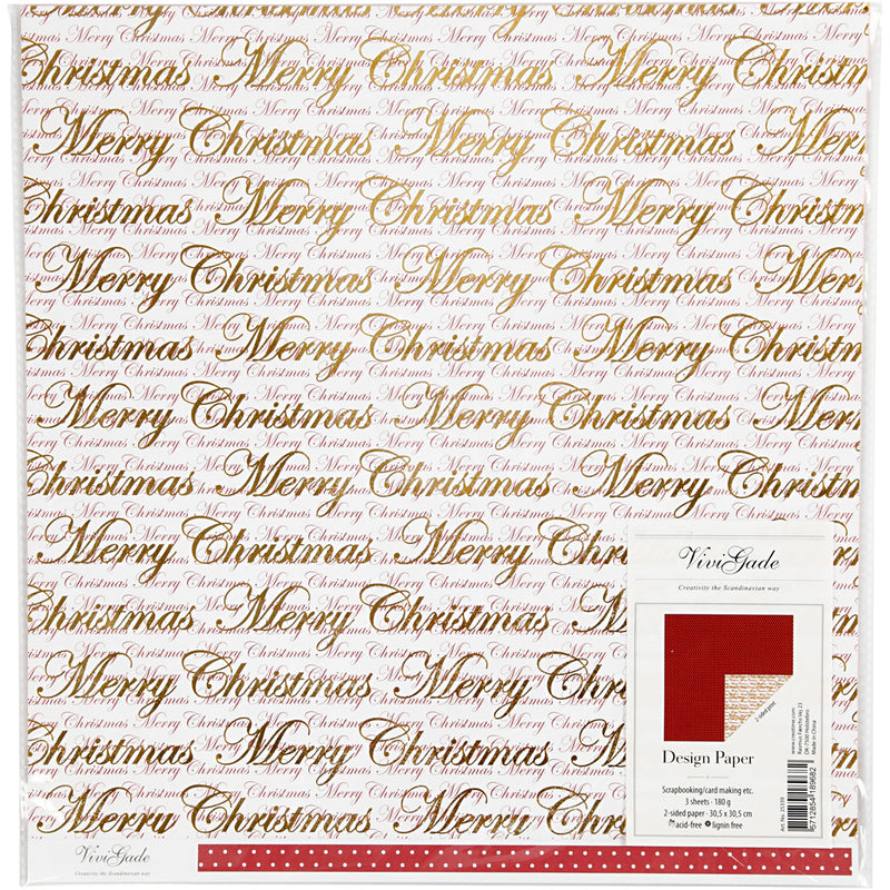Afbeelding laden in galerijviewer, Https: www.cchobby.nl design-papier-merry-christmas-en-stippen-vel-30-5x30-5-cm-180-gr-goud-3-vel-1-doos