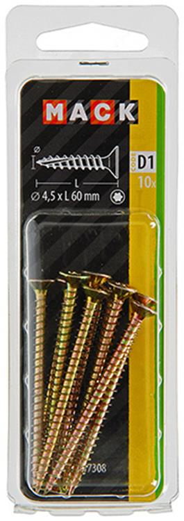 Afbeelding laden in galerijviewer, Mack 1017308 - spaanplschr.vzkop-zelfb. geelverz.10 st 4,5 x 60 mm | 10 stuks