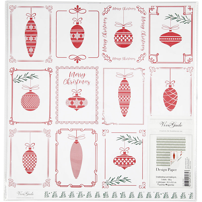 Afbeelding laden in galerijviewer, Https: www.cchobby.nl design-papier-kerstballen-en-kerstbomen-vel-30-5x30-5-cm-180-gr-5-vel-1-doos