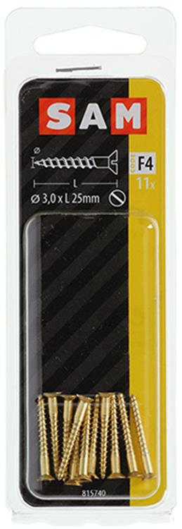 Afbeelding laden in galerijviewer, Mack 1019649 - houtschroef verzonken kop messing 11st 3,0 x 25 mm | 10 stuks