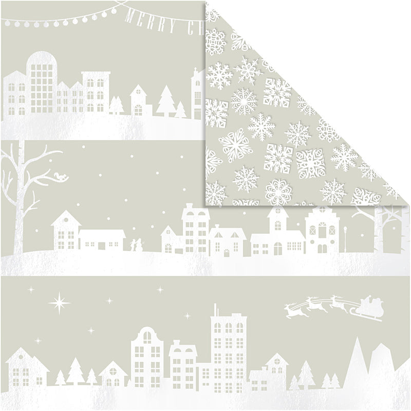 Afbeelding laden in galerijviewer, Https: www.cchobby.nl design-papier-huizen-en-sneeuwvlokken-vel-30-5x30-5-cm-180-gr-3-vel-1-doos