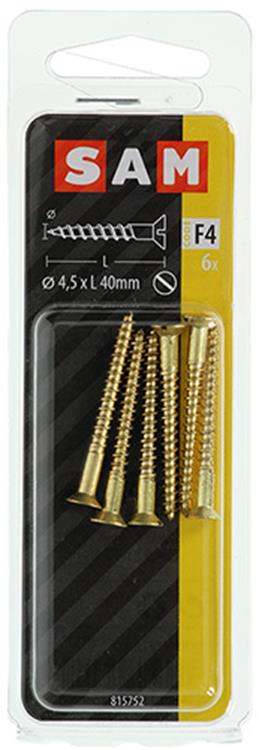Afbeelding laden in galerijviewer, Mack 1019655 - houtschroef verzonken kop messing 6 st 4,5 x 40 mm | 10 stuks