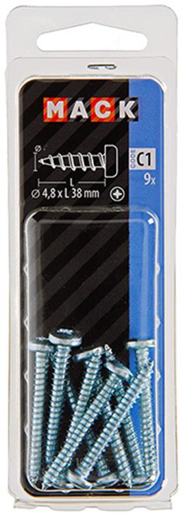 Afbeelding laden in galerijviewer, Mack 1017454 - zelftappende schroef cyl kop verz. 9 st 4,8 x 38 mm | 10 stuks