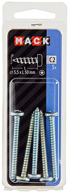 Afbeelding laden in galerijviewer, Mack 1017460 - zelftappende schroef cyl kop verz. 5 st 5,5 x 50 mm | 10 stuks