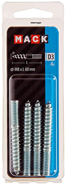 Load image into Gallery viewer, Mack 1017670 - stokeinde hout + metr. draad verz. 4 st m8x60 | 10 stuks