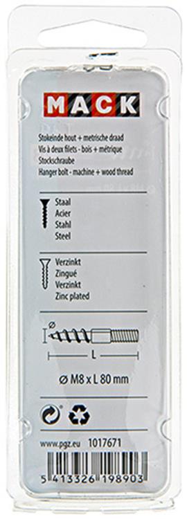 Load image into Gallery viewer, Mack 1017671 - stokeinde hout + metr. draad verz. 4 st m8x80 | 10 stuks