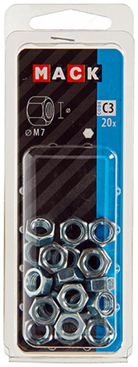 Load image into Gallery viewer, Mack 1017676 - zeskant moer staal verzinkt 20 st m 7 | 10 stuks